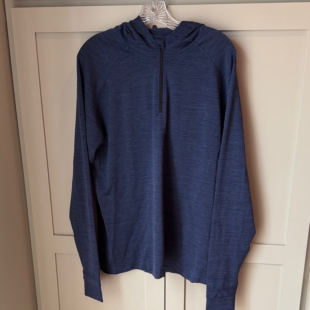 NWT FABLETICS Navy Heather 1/4 Zip Hoodie SZ XL
